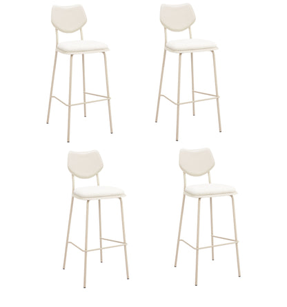 Set of Four 30" Light Gray Fabric Faux Leather and Steel Bar Height Bar Chairs