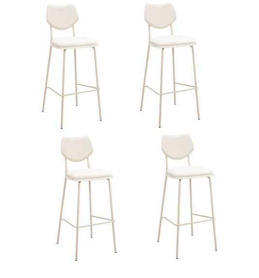 Set of Four 30" Light Gray Fabric Faux Leather and Steel Bar Height Bar Chairs