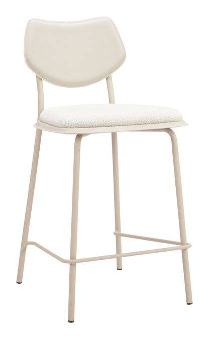 Set of Four 26" Light Gray Fabric Faux Leather and Steel Counter Height Bar Chairs