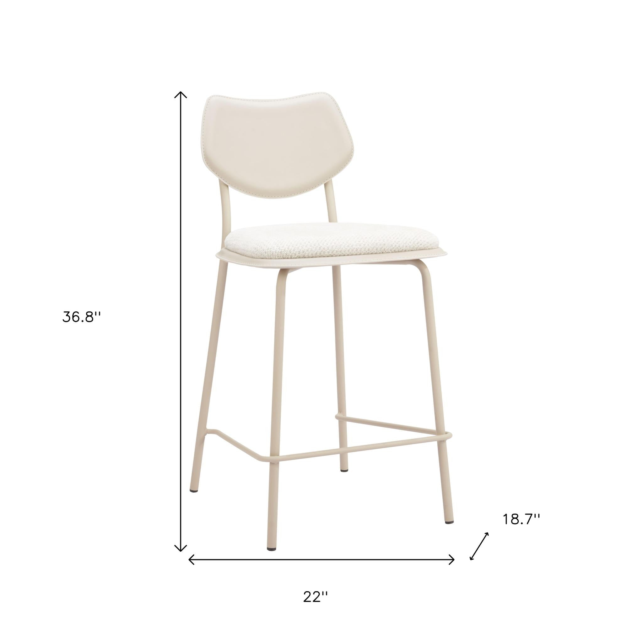 Set of Four 26" Light Gray Fabric Faux Leather and Steel Counter Height Bar Chairs