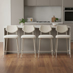 Set of Four 26" Light Gray Fabric Faux Leather and Steel Counter Height Bar Chairs