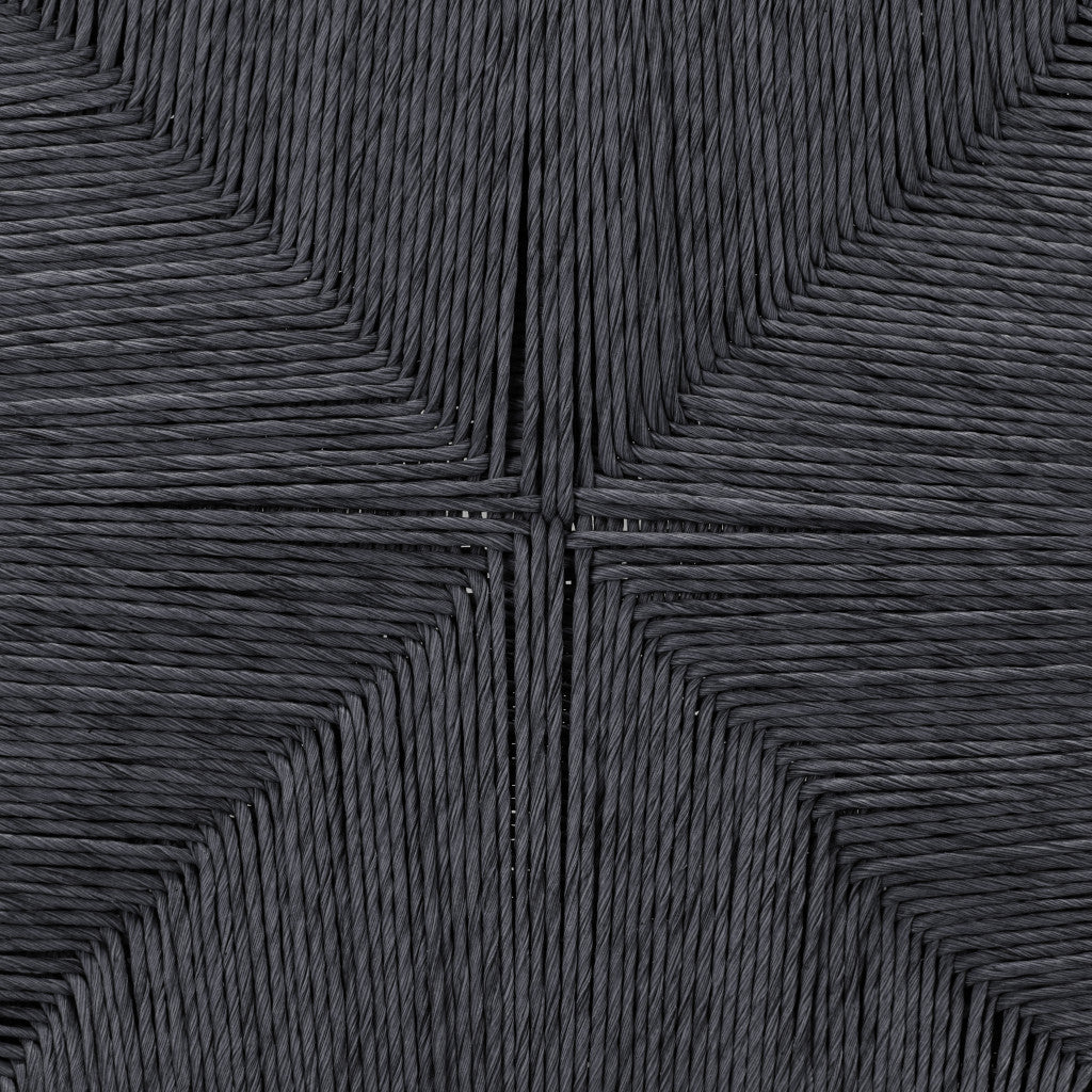 Set of Two 30" Black Rattan and Aluminum Low Back Bar Height Bar Chairs