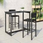 Set of Two 30" Black Rattan and Aluminum Low Back Bar Height Bar Chairs