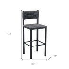 Set of Two 30" Black Rattan and Aluminum Low Back Bar Height Bar Chairs