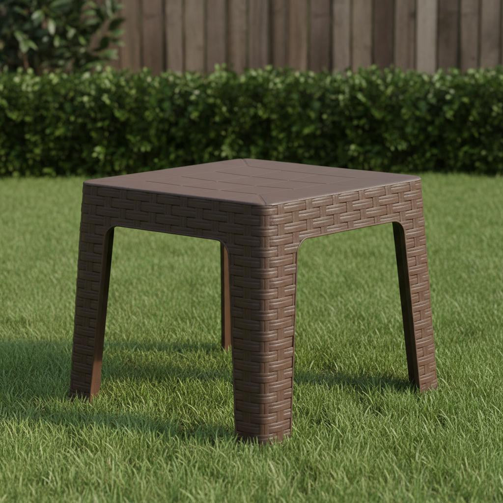 19" Brown Square Plastic Outdoor Side Table