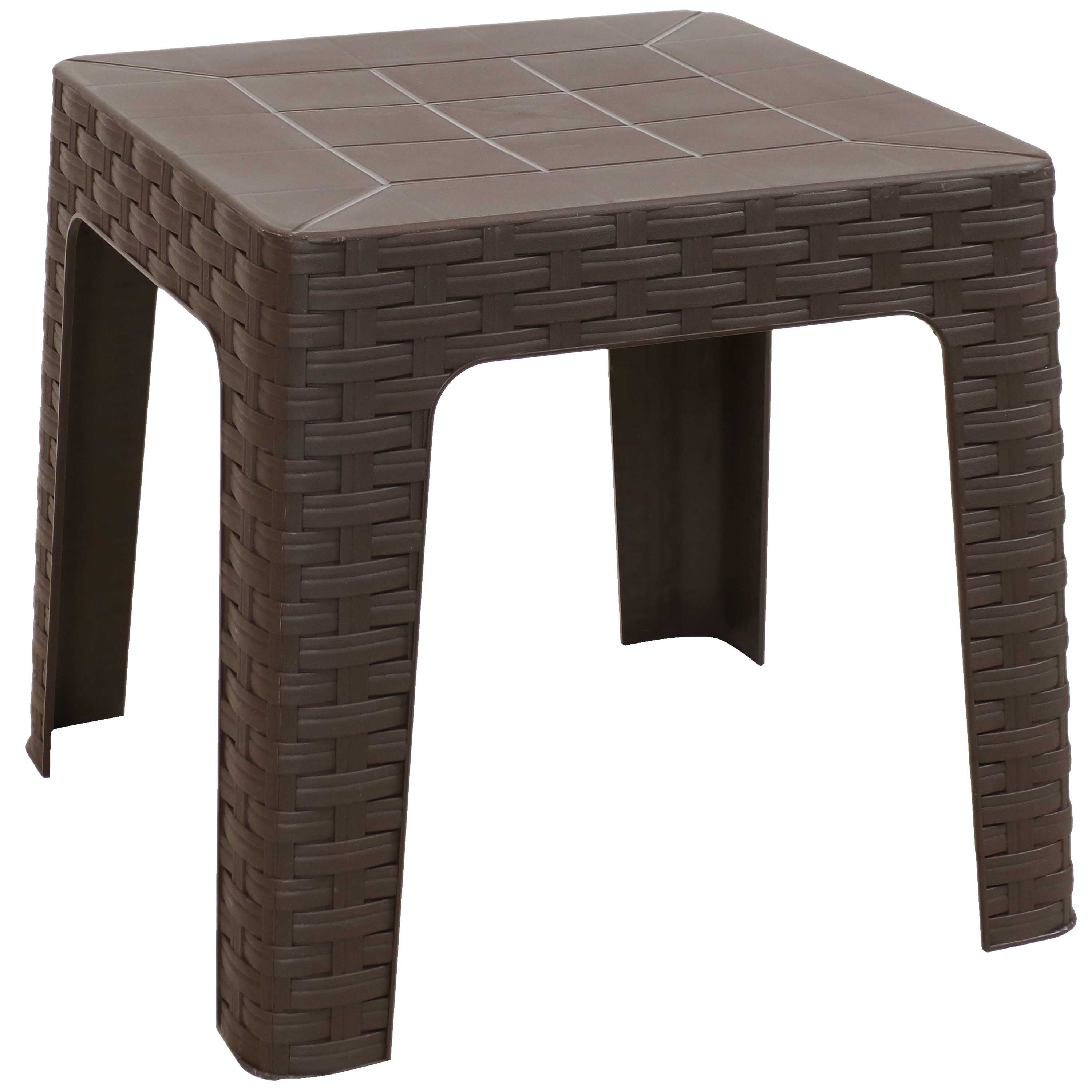 19" Brown Square Plastic Outdoor Side Table