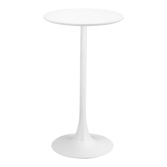 24" White Wood and Steel Rounded Bar Table