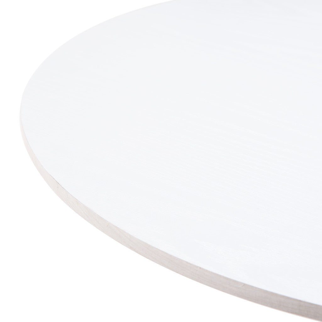 24" White Wood and Steel Rounded Bar Table