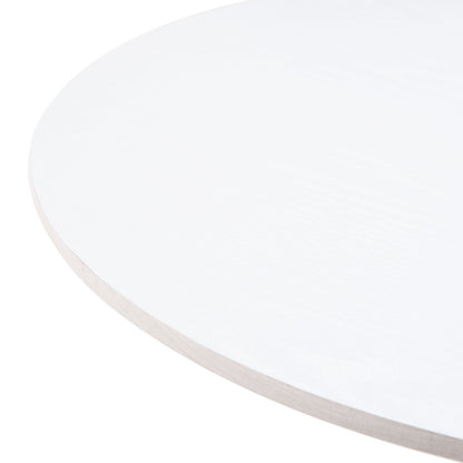 24" White Wood and Steel Rounded Bar Table