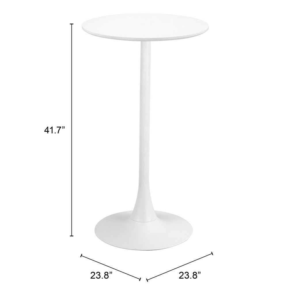 24" White Wood and Steel Rounded Bar Table