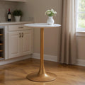 24" White and Gold Wood and Steel Rounded Bar Table