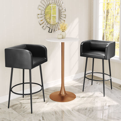 24" White and Gold Wood and Steel Rounded Bar Table