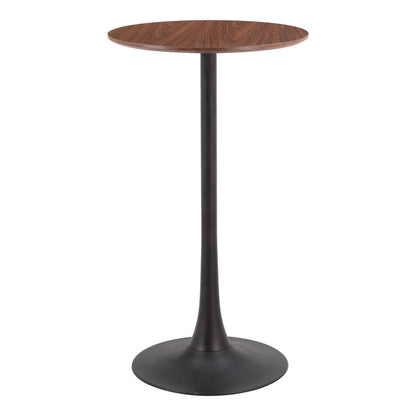 24" Brown and Black Wood and Steel Rounded Bar Table