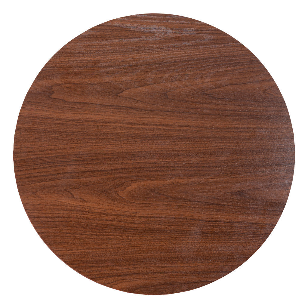 24" Brown and Black Wood and Steel Rounded Bar Table