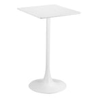 24" White Wood and Steel Square Bar Table