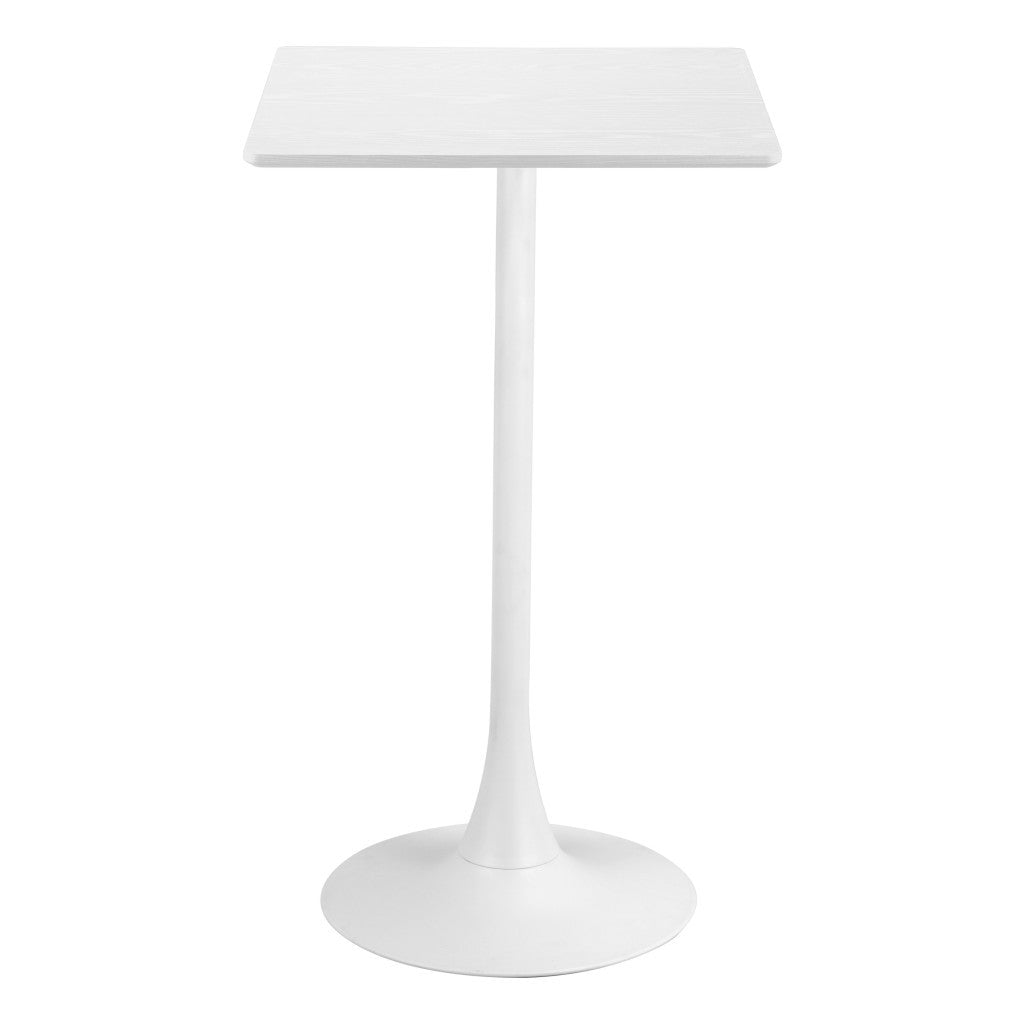 24" White Wood and Steel Square Bar Table