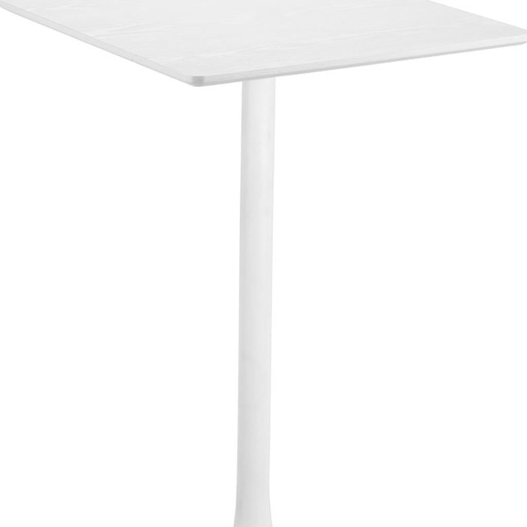 24" White Wood and Steel Square Bar Table