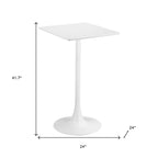 24" White Wood and Steel Square Bar Table