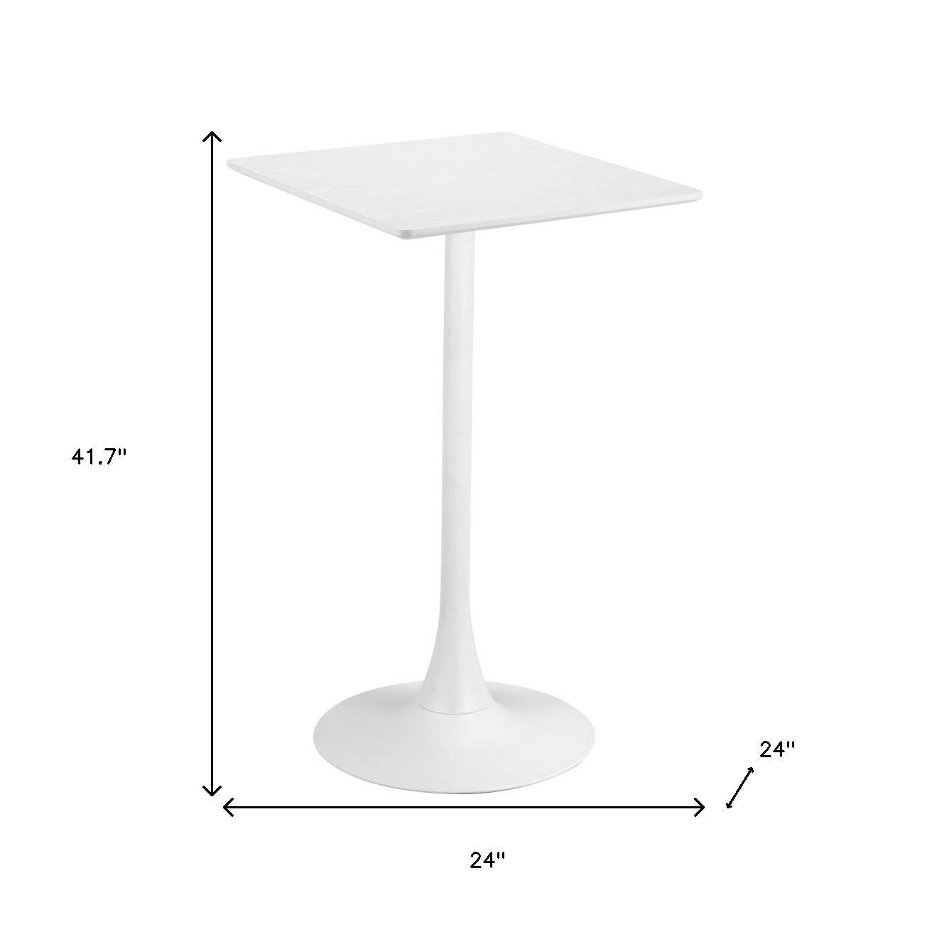 24" White Wood and Steel Square Bar Table