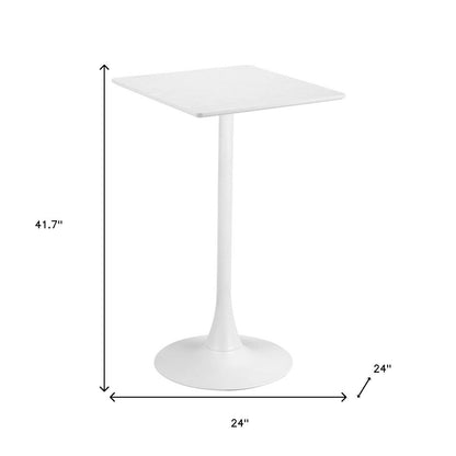 24" White Wood and Steel Square Bar Table