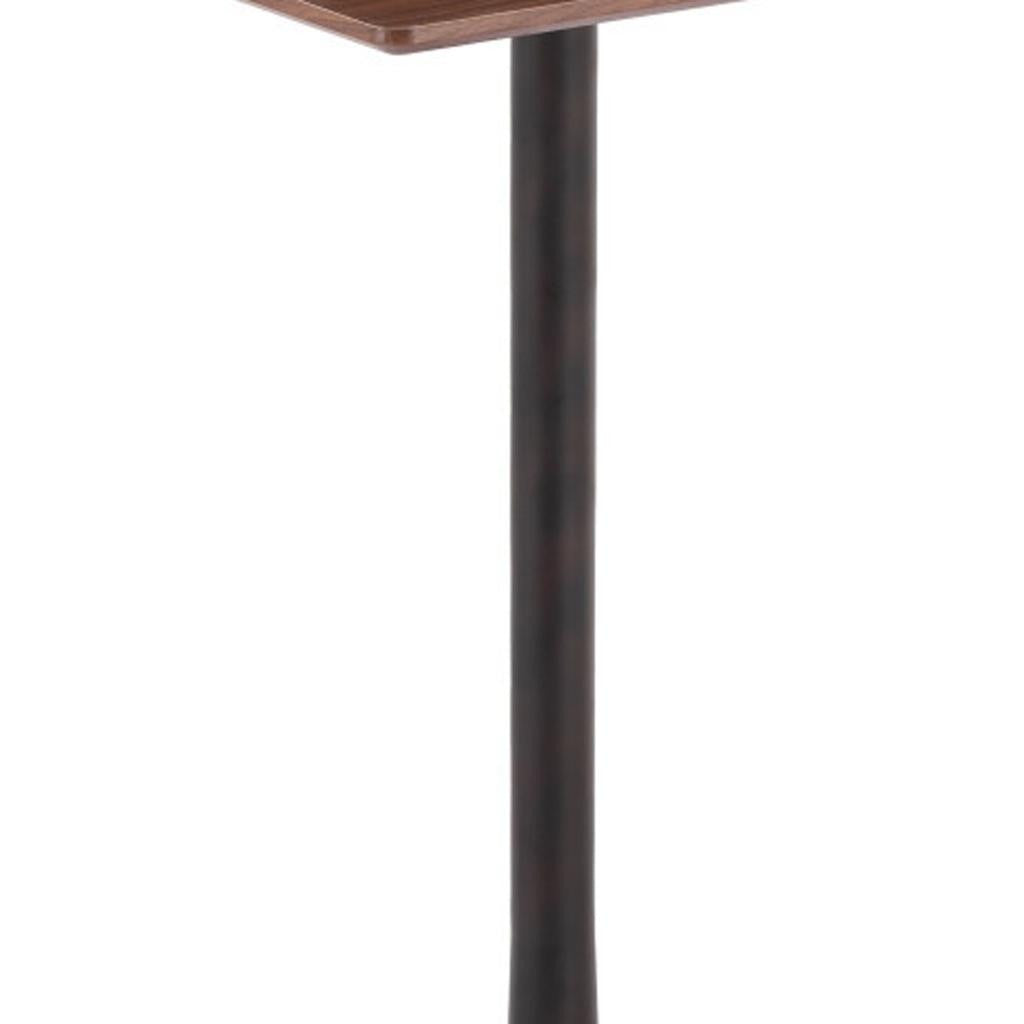 24" Brown and Black Wood and Steel Square Bar Table