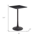 24" Black Wood and Steel Square Bar Table