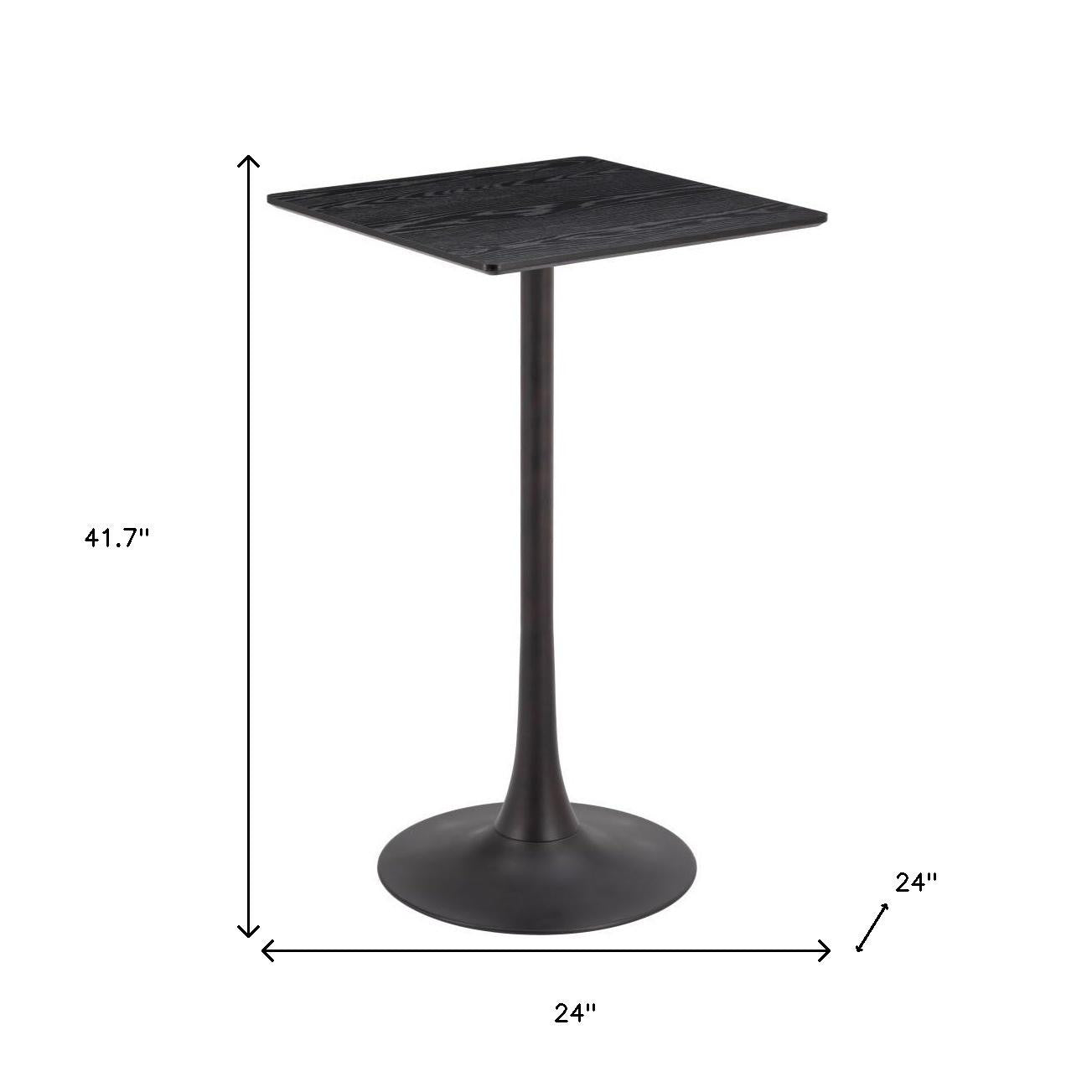 24" Black Wood and Steel Square Bar Table