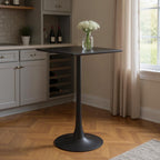 24" Black Wood and Steel Square Bar Table