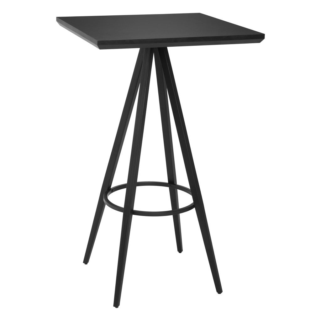 26" Black Wood and Steel Square Bar Table