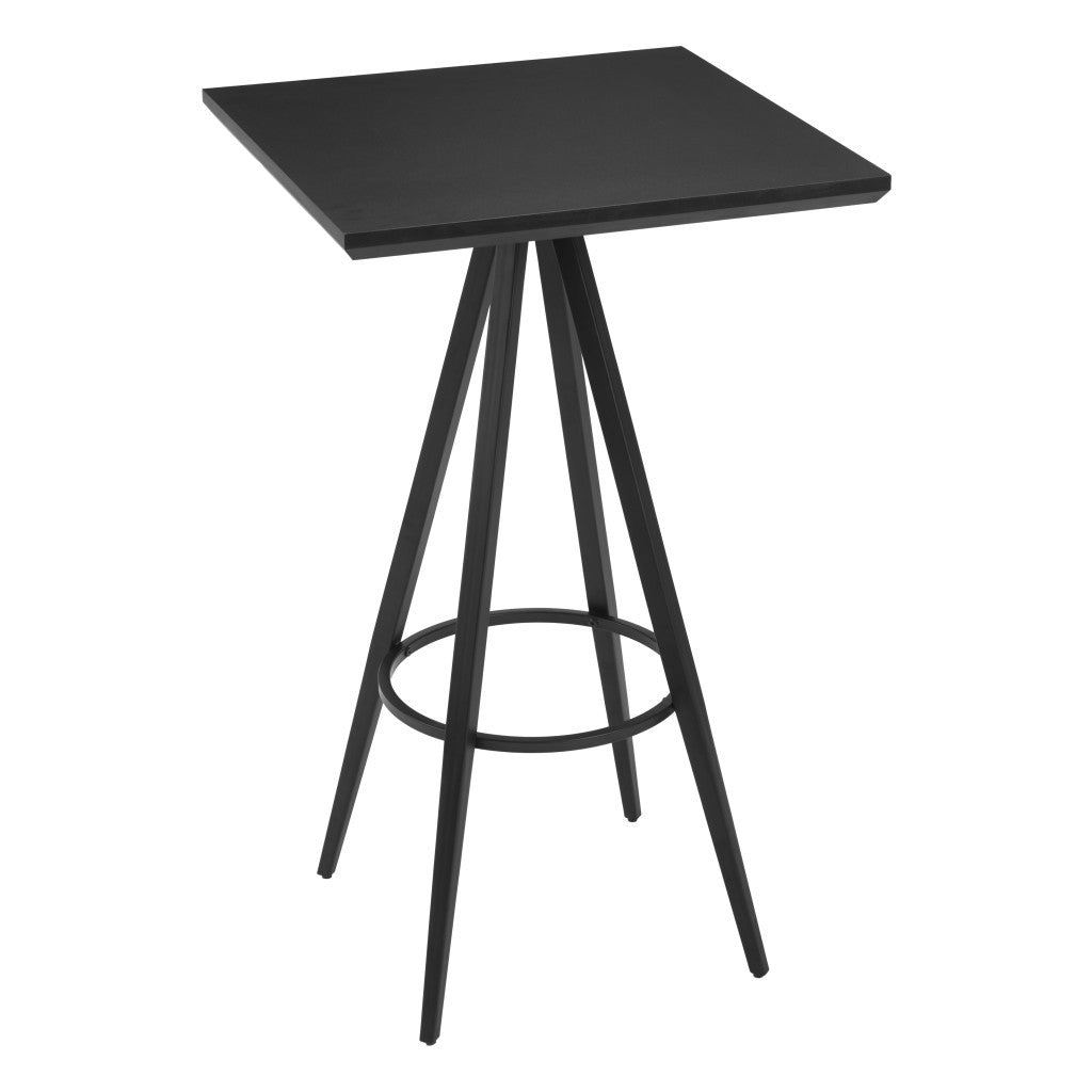 26" Black Wood and Steel Square Bar Table