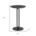 24" Black Wood and Steel Rounded Bar Table