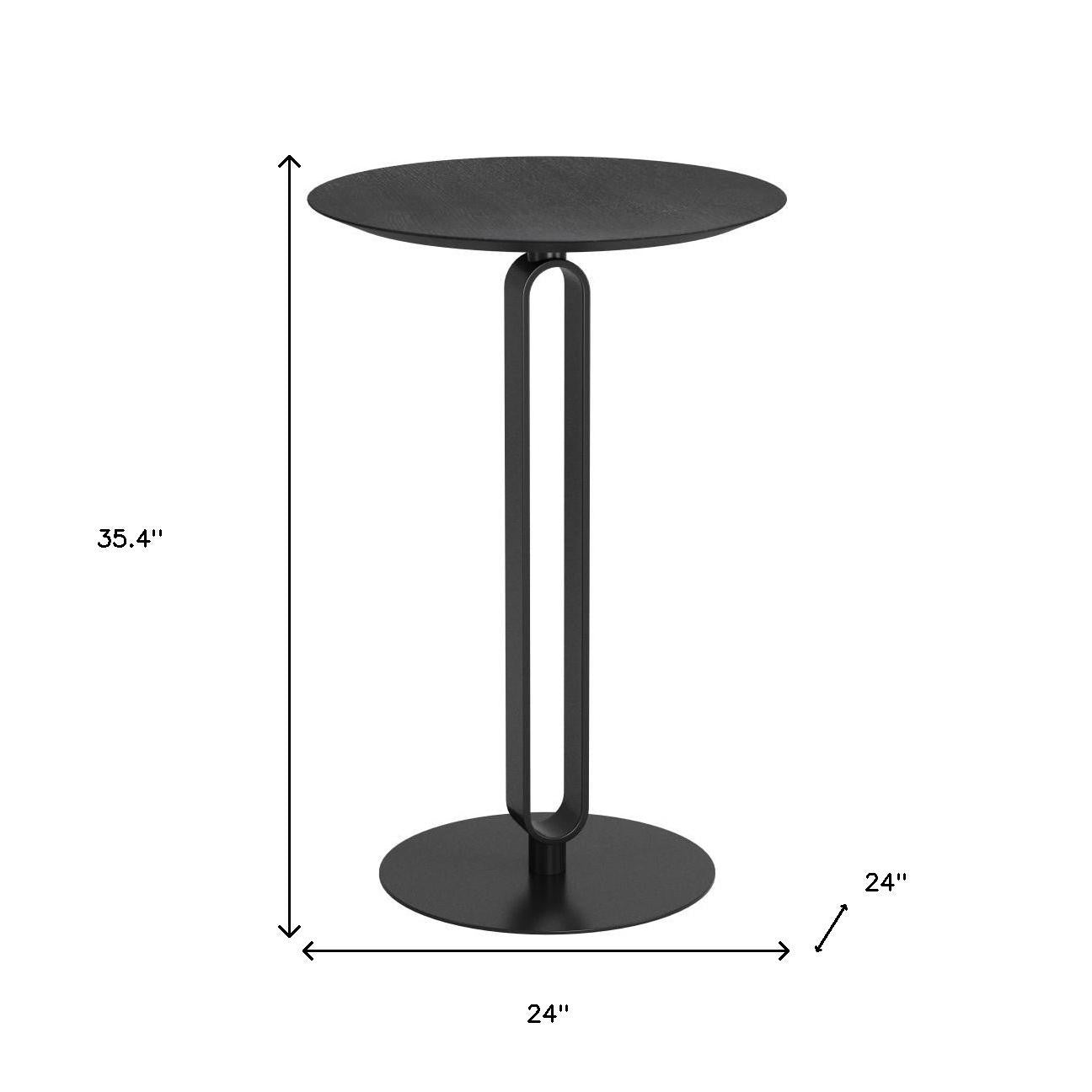 24" Black Wood and Steel Rounded Bar Table