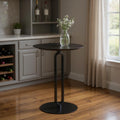 24" Black Wood and Steel Rounded Bar Table