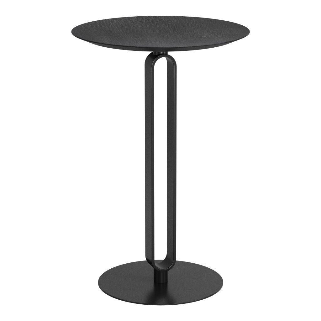24" Black Wood and Steel Rounded Bar Table