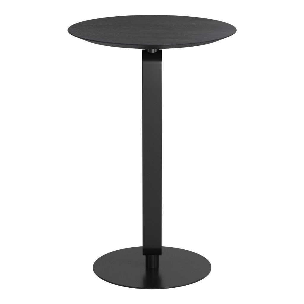 24" Black Wood and Steel Rounded Bar Table
