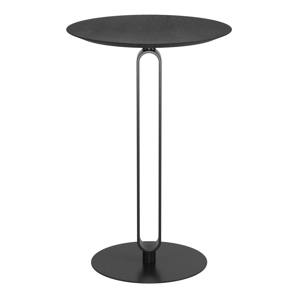 24" Black Wood and Steel Rounded Bar Table