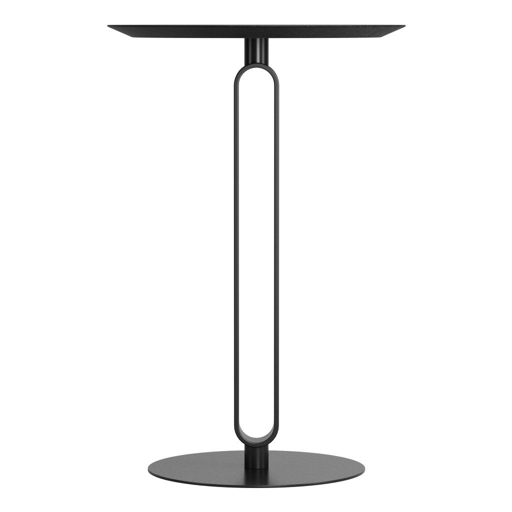 24" Black Wood and Steel Rounded Bar Table