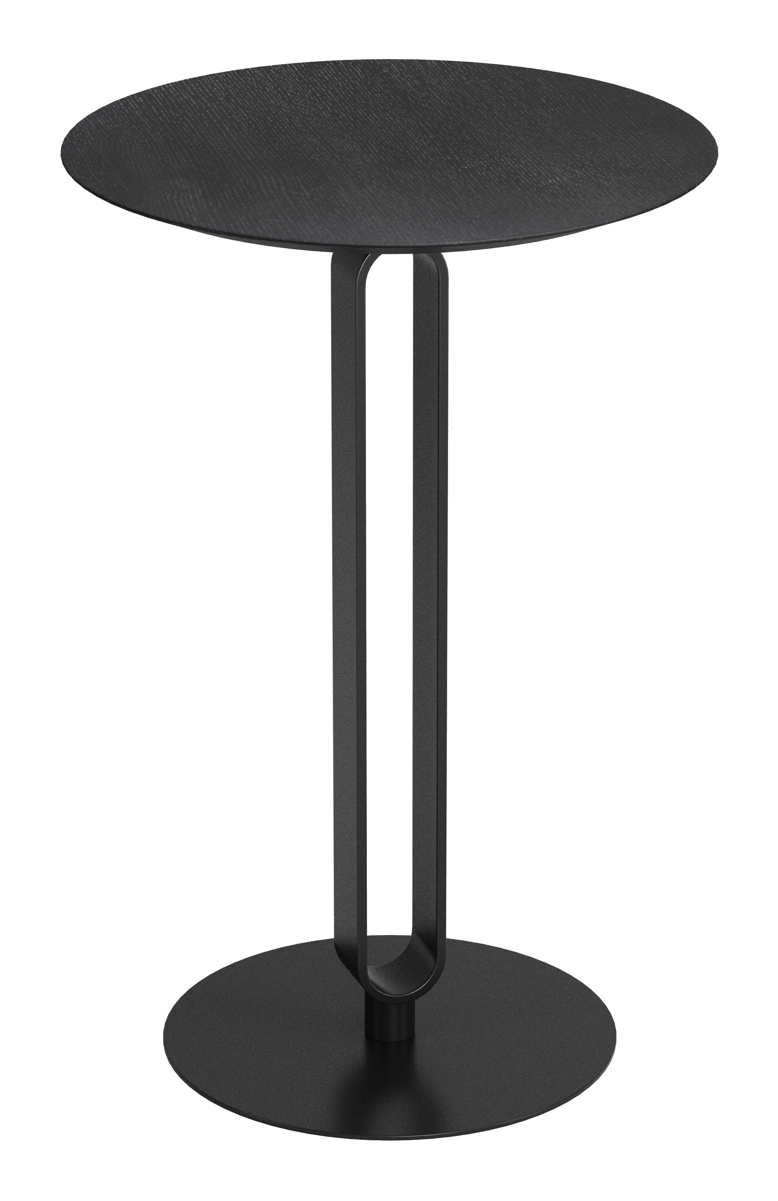 24" Black Wood and Steel Rounded Bar Table