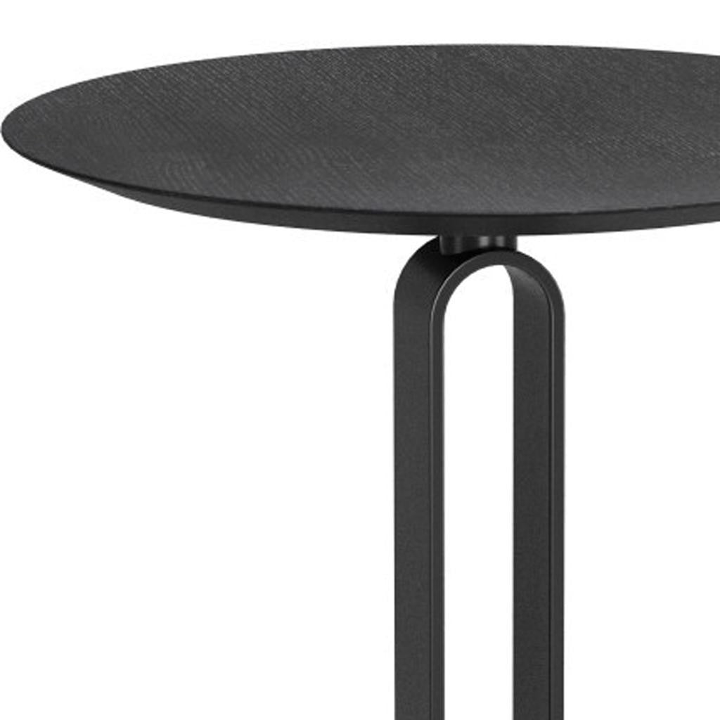 24" Black Wood and Steel Rounded Bar Table