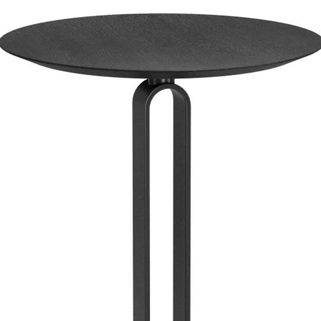 24" Black Wood and Steel Rounded Bar Table
