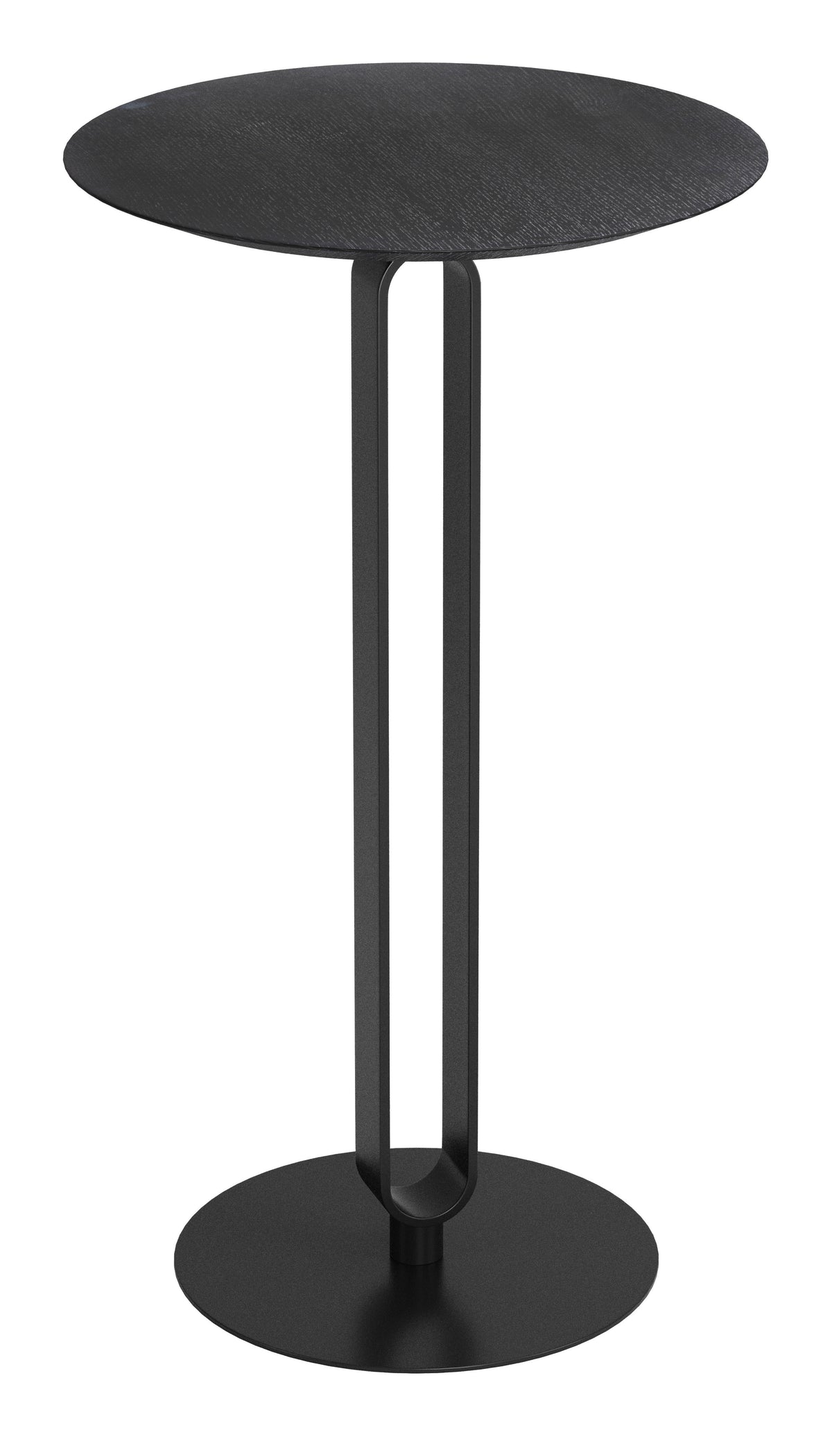 24" Black Wood and Steel Rounded Bar Table