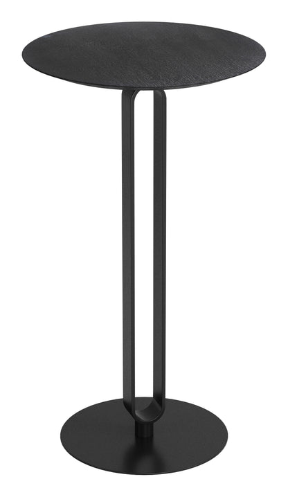 24" Black Wood and Steel Rounded Bar Table