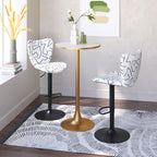 24" Beige and Gold Faux Terrazzo and Steel Rounded Bar Table