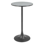 24" Gray and Black Faux Terrazzo and Steel Rounded Bar Table