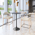 24" Black Faux Terrazzo and Steel Rounded Bar Table