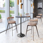 24" Black Faux Terrazzo and Steel Rounded Bar Table