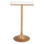 24" Beige and Gold Faux Terrazzo and Steel Square Bar Table