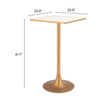 24" Beige and Gold Faux Terrazzo and Steel Square Bar Table