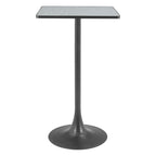 24" Gray and Black Faux Terrazzo and Steel Square Bar Table