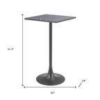 24" Black Faux Terrazzo and Steel Square Bar Table
